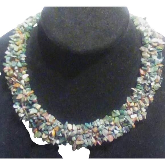 Gemstone chipped multi strand Raw Multi Stone Necklace - Picture 4 of 4